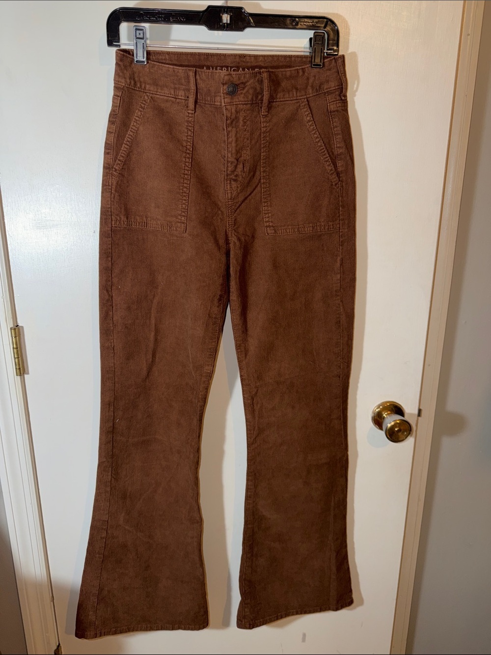 American Eagle Ultra High Rise Brown Corduroy Flare Pants- Size 4